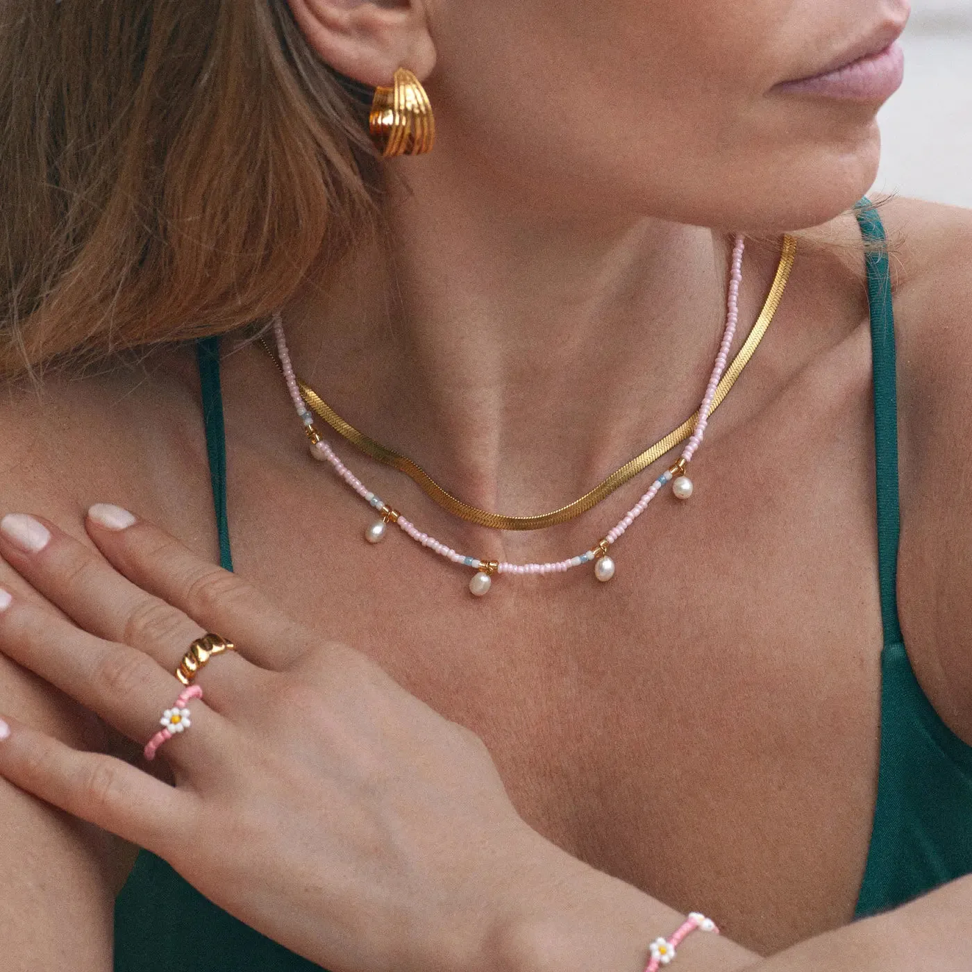 Fanny - Pearl and Colorful Bead Summer Necklace