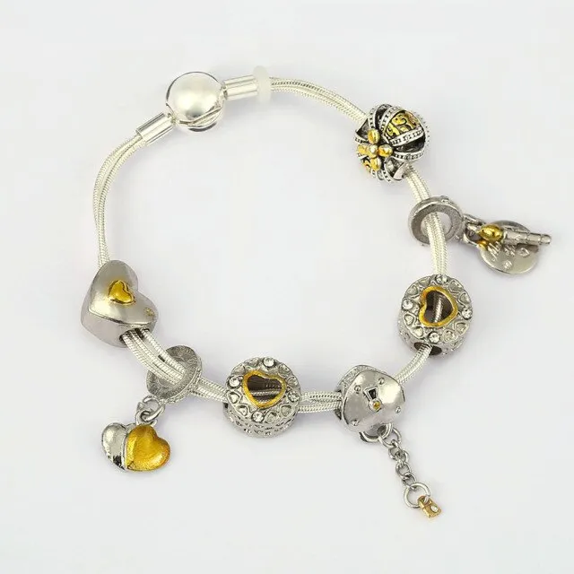 Fashion Bear Palm Dreamcatcher Feather Charm Bracelets For Women Men Original Crystal Flowers LOVE Beaded Bangle Gift