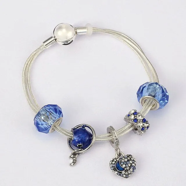 Fashion Bear Palm Dreamcatcher Feather Charm Bracelets For Women Men Original Crystal Flowers LOVE Beaded Bangle Gift
