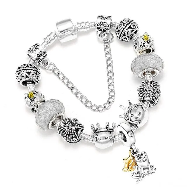Fashion Bear Palm Dreamcatcher Feather Charm Bracelets For Women Men Original Crystal Flowers LOVE Beaded Bangle Gift
