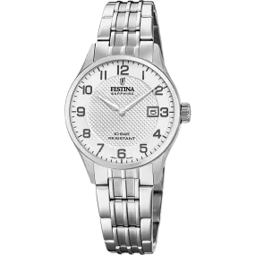 Festina Swiss Quartz Numbers, Date 100M WR Stainless Steel Case and Bracelet