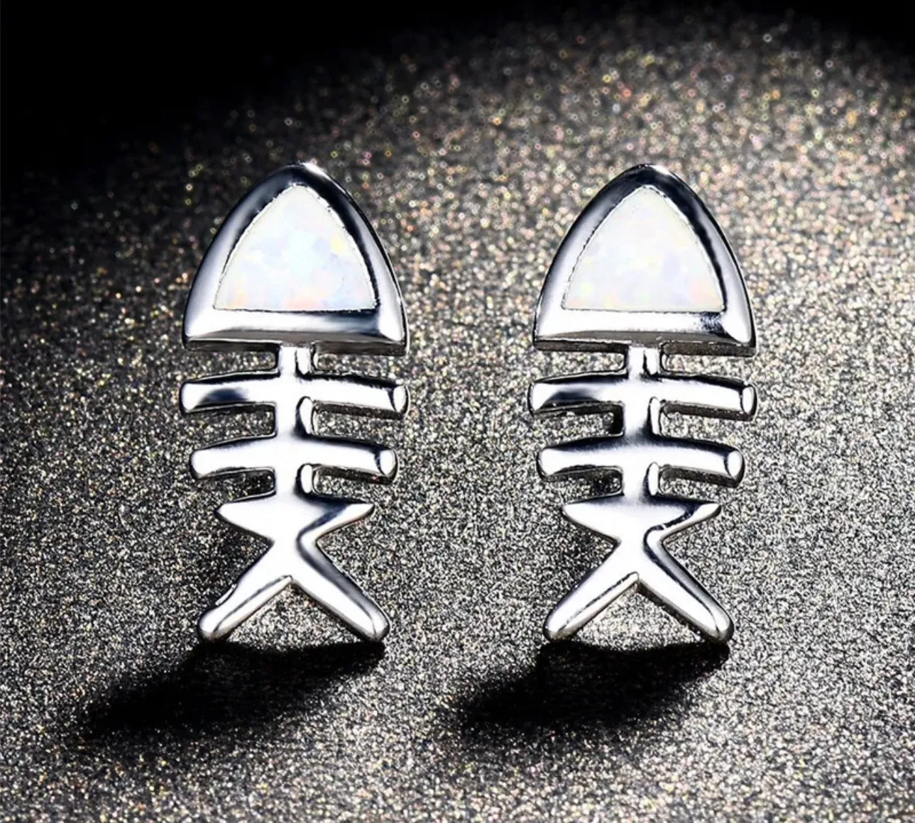 Fish bone earrings