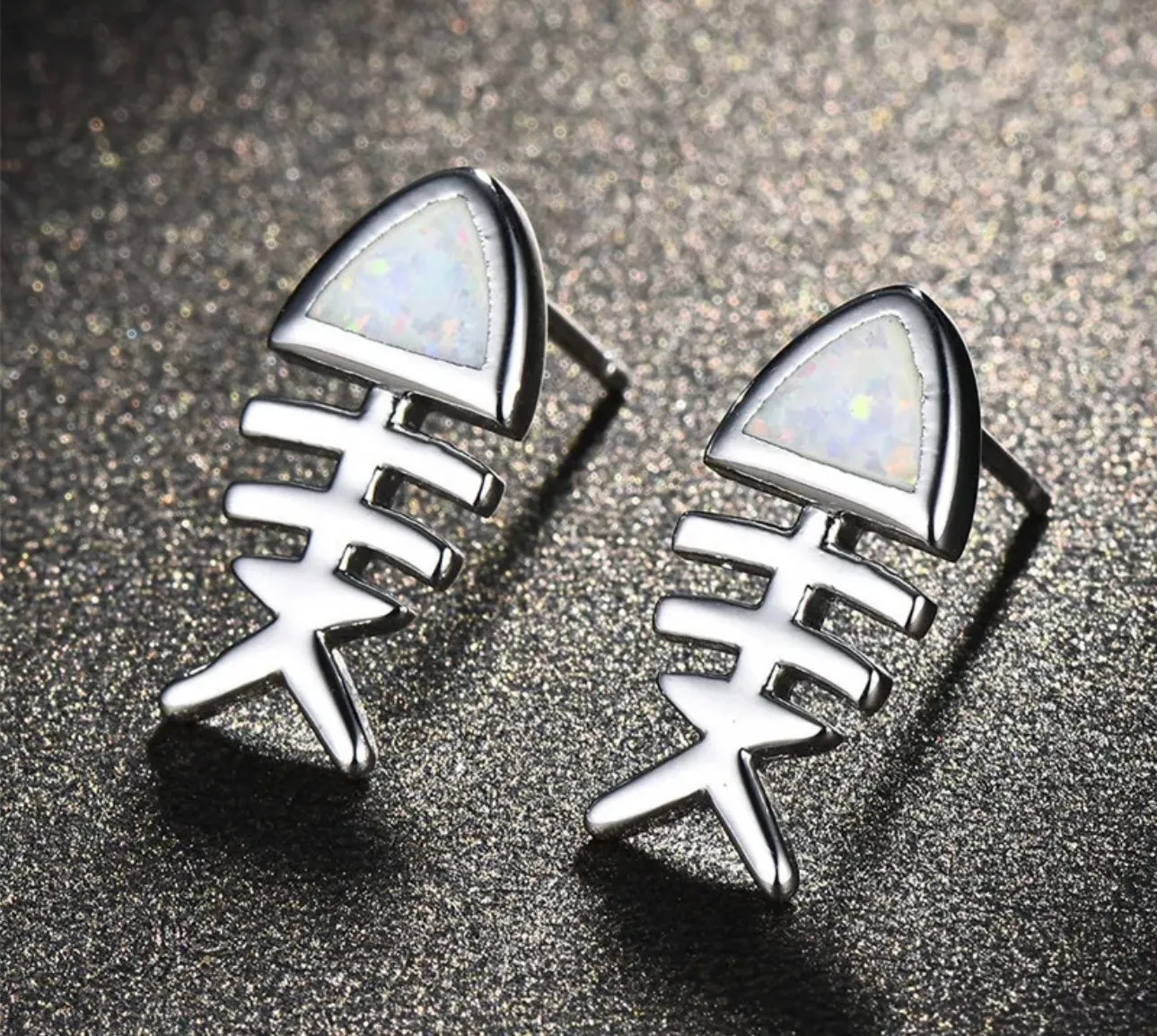 Fish bone earrings