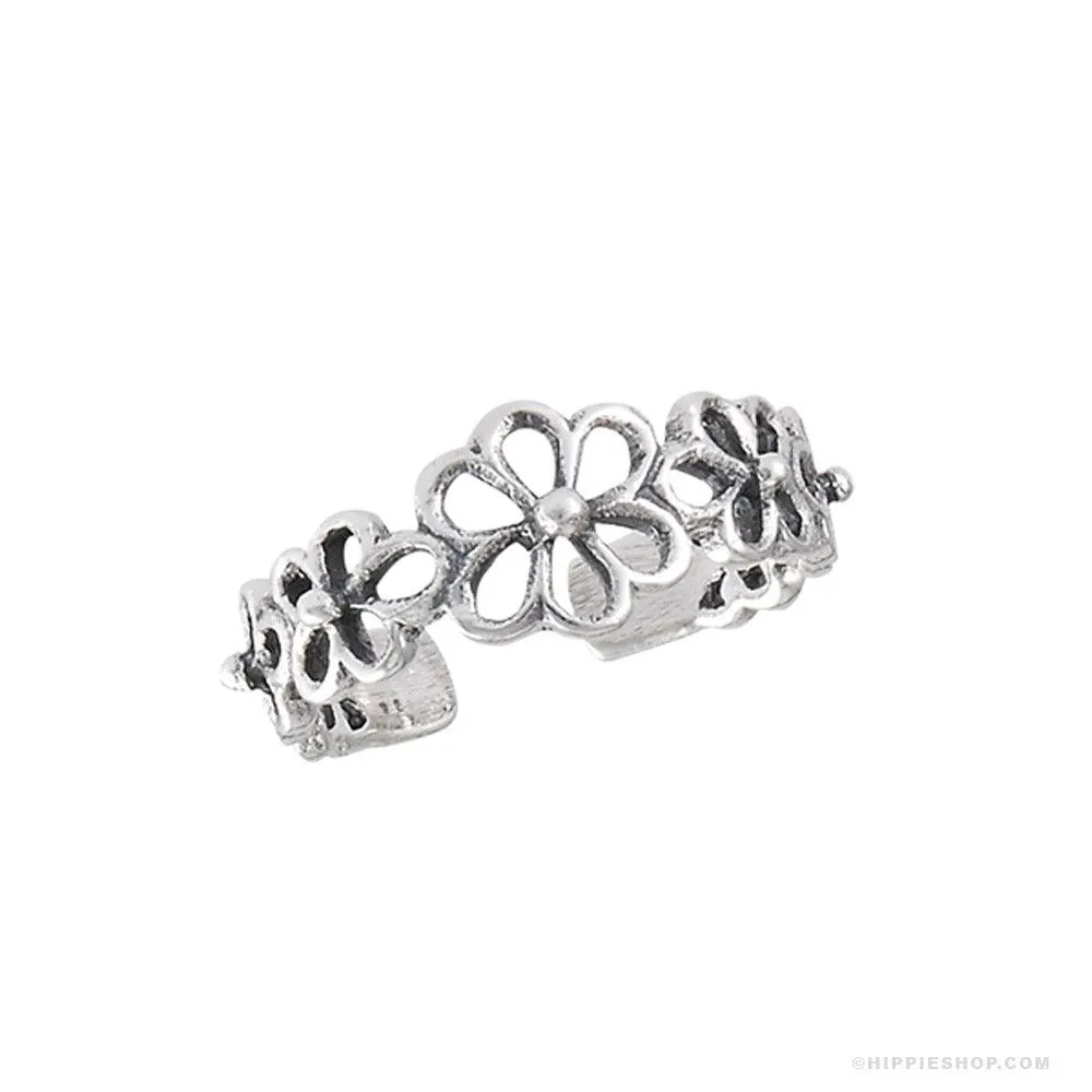 Flower CutOut Sterling Silver Toe Ring