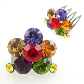 Flower Swarovski Rhinestone Crystal Mini Tiara Comb 0.8" Wide