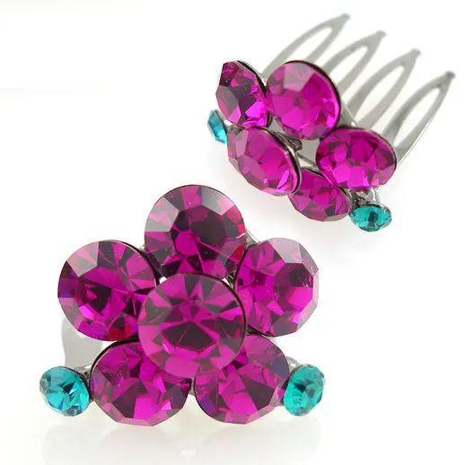 Flower Swarovski Rhinestone Crystal Mini Tiara Comb 0.8" Wide
