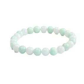 Fortune's Favor Sterling Silver Natural Jade Bracelet with Green and White Beads