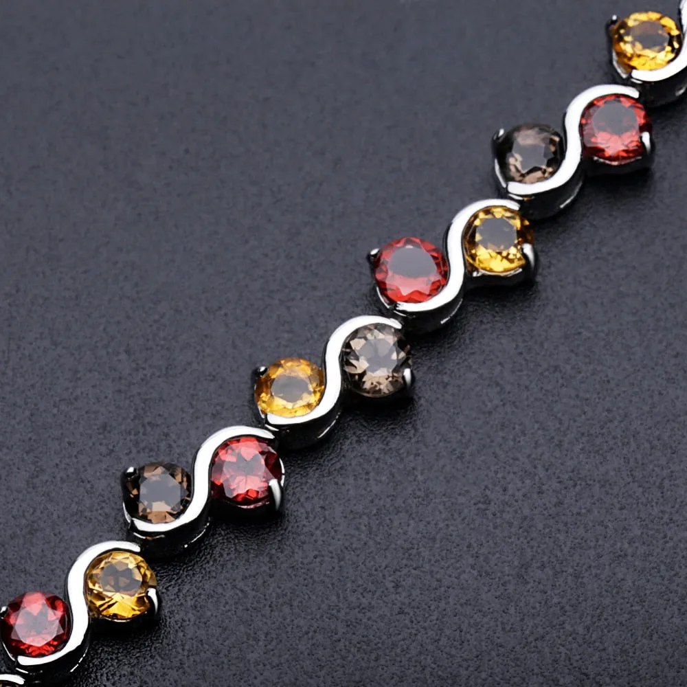 Garnet Citrine Smoky Quartz Bracelet
