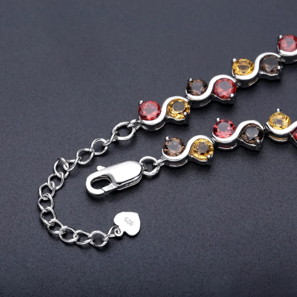 Garnet Citrine Smoky Quartz Bracelet