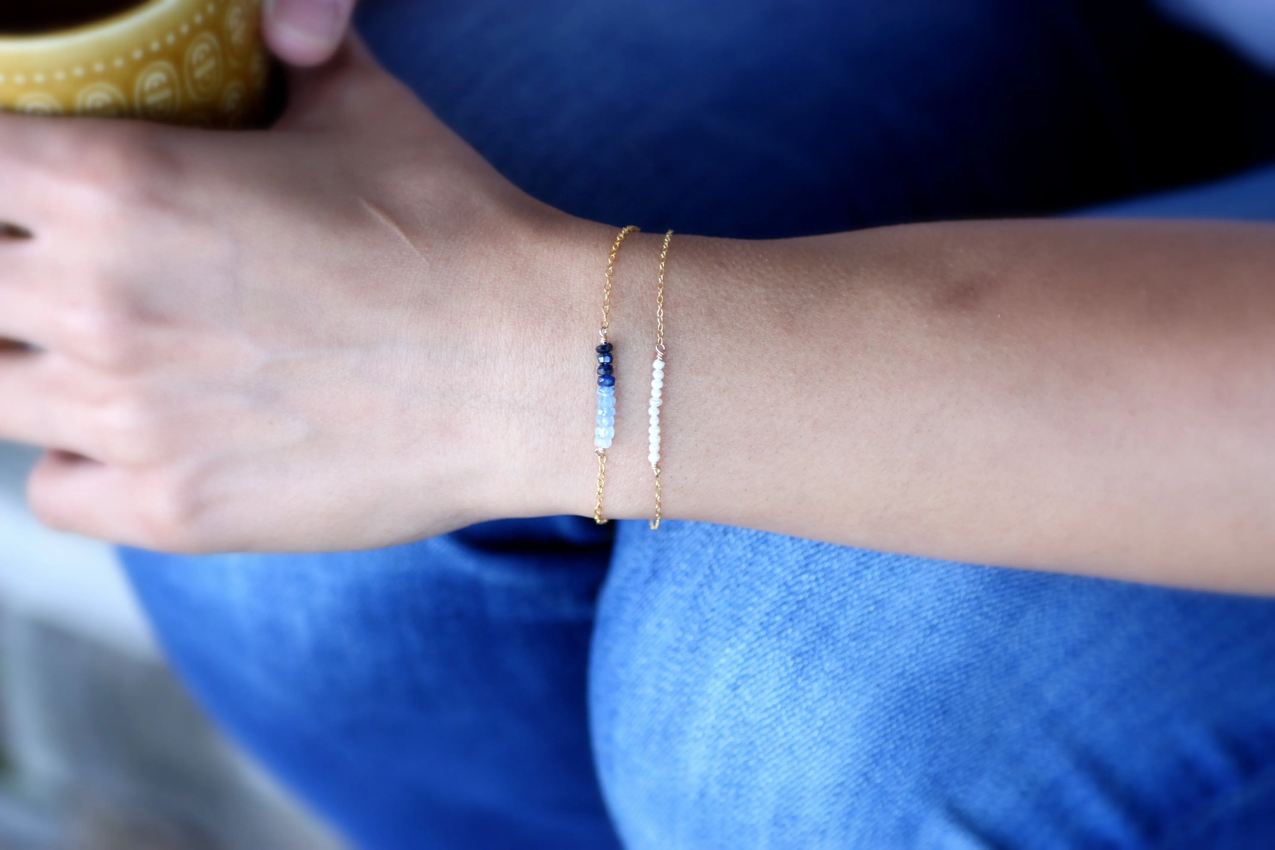 Garnet Petite Bar Bracelet