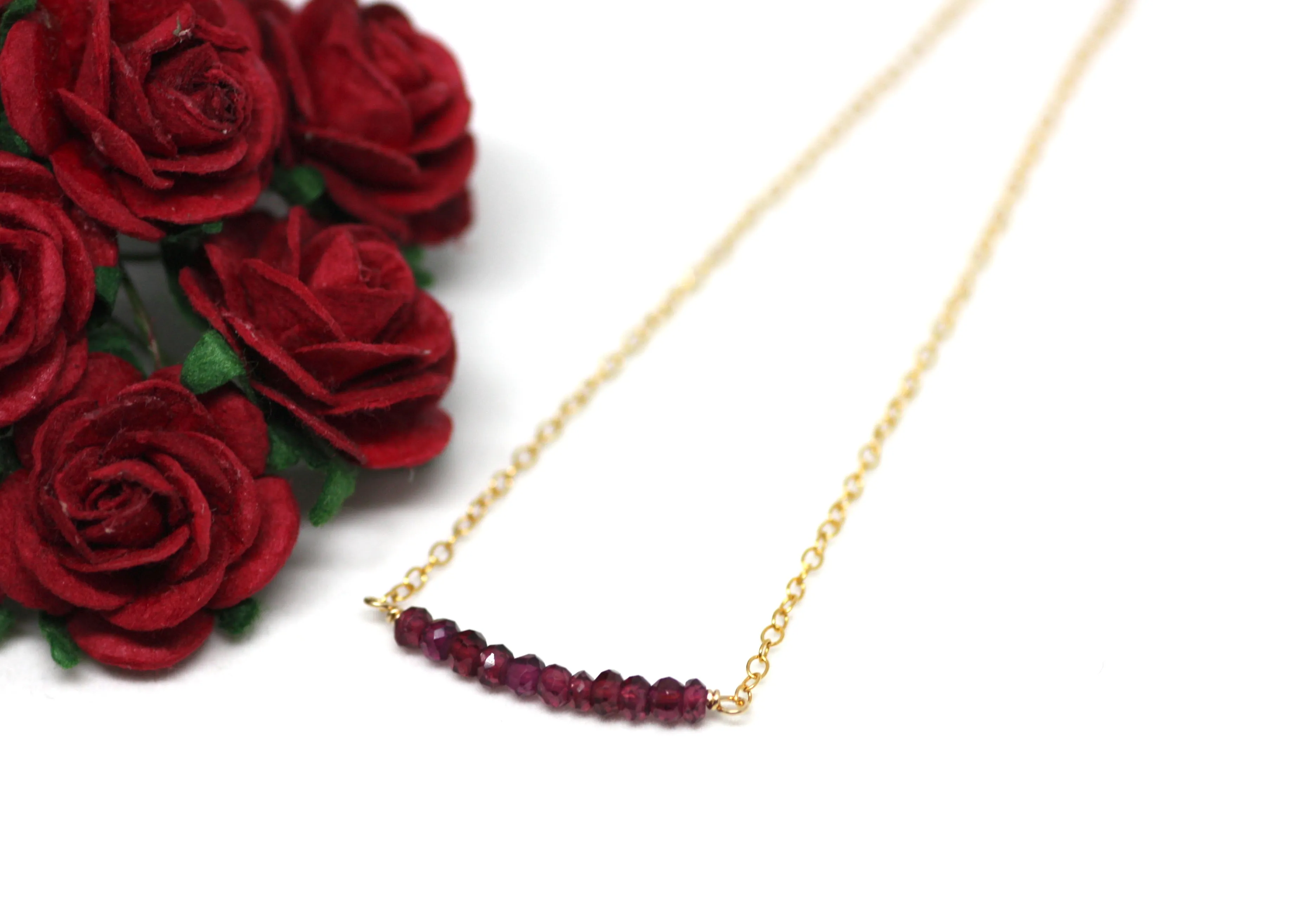 Garnet Petite Bar Bracelet