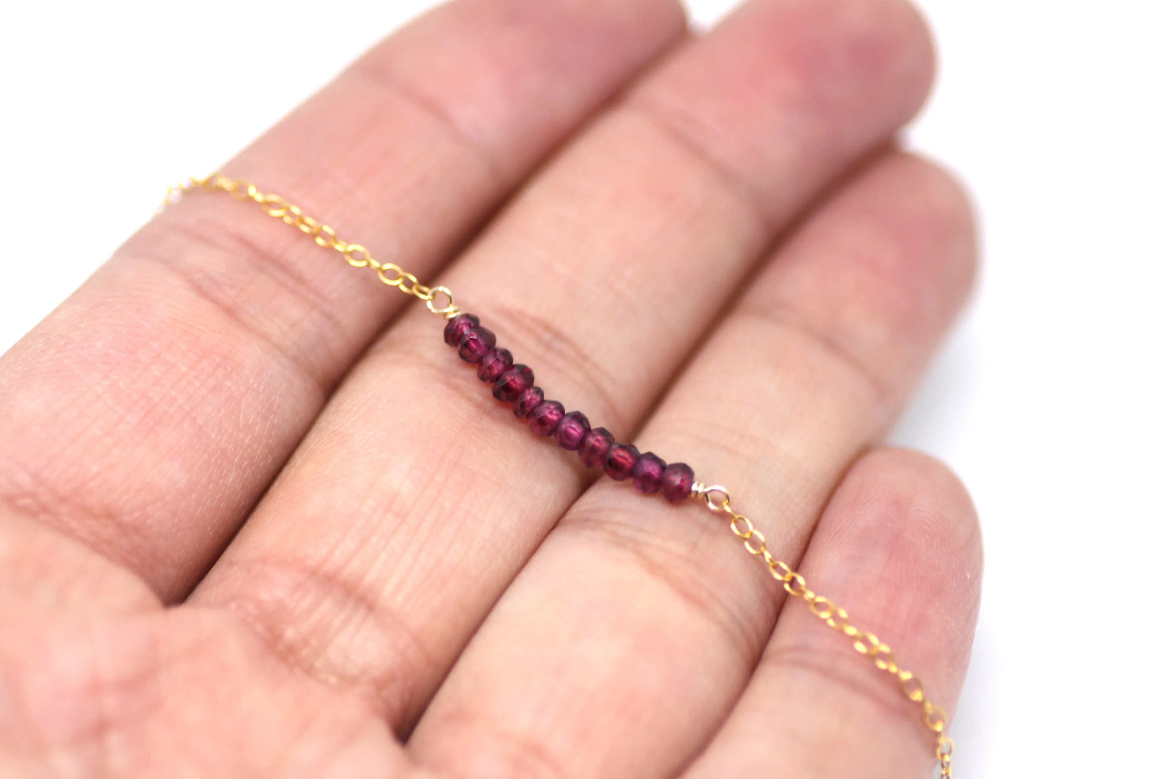 Garnet Petite Bar Bracelet