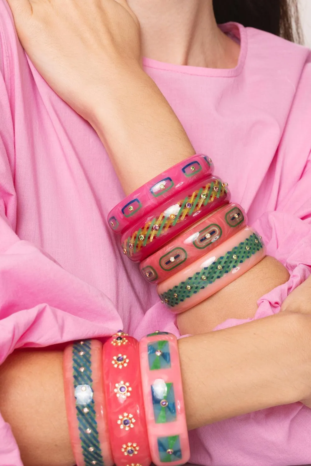 Garnet Pink Blue Green Bangle