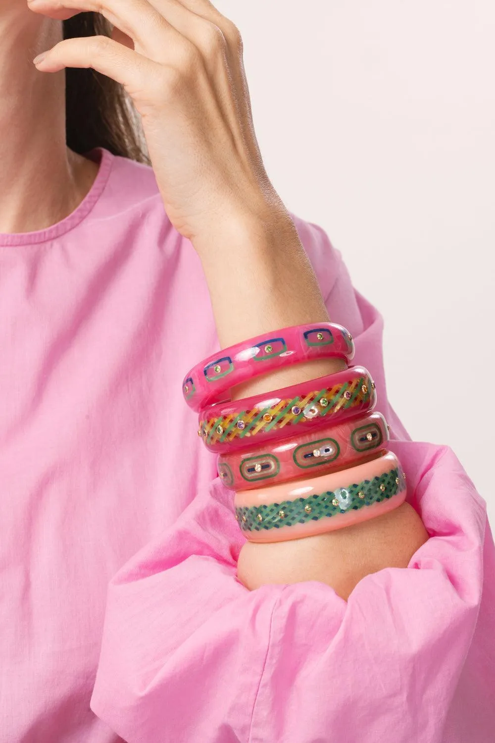 Garnet Pink Blue Green Bangle