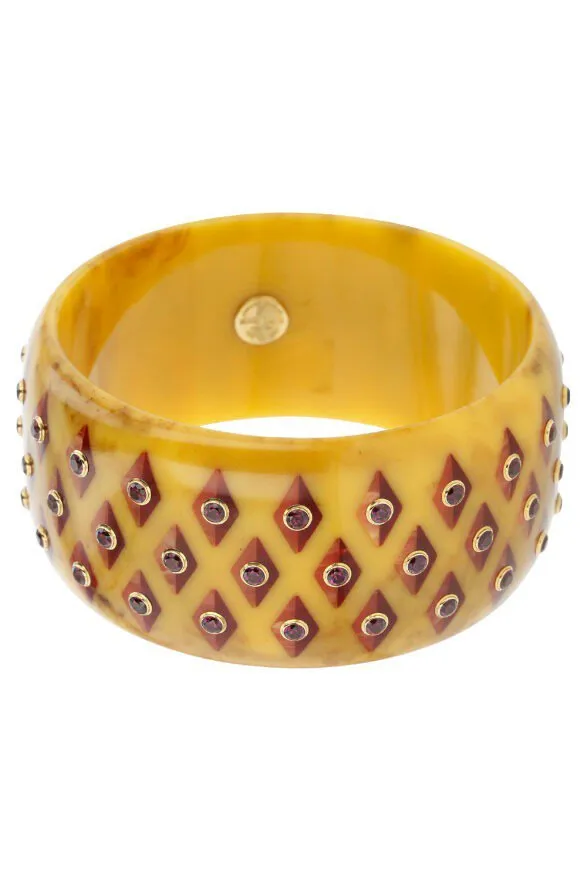 Garnet Yellow Bakelite Bangle