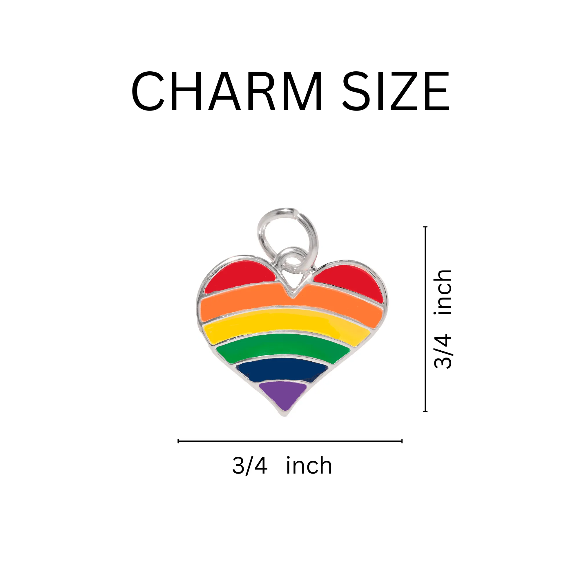 Gay Pride Heart Rainbow Charm Silver Beaded Bracelets