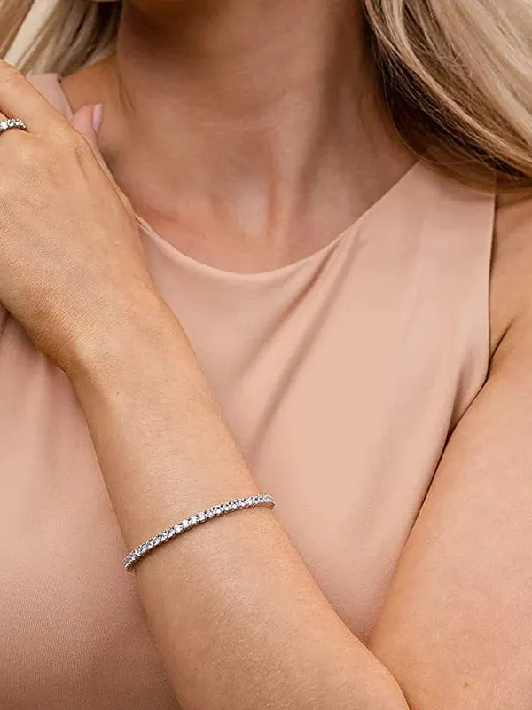 Genoveva 3MM 4 Prong Round Moissanite Tennis Bracelet