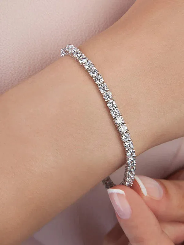 Genoveva 3MM 4 Prong Round Moissanite Tennis Bracelet