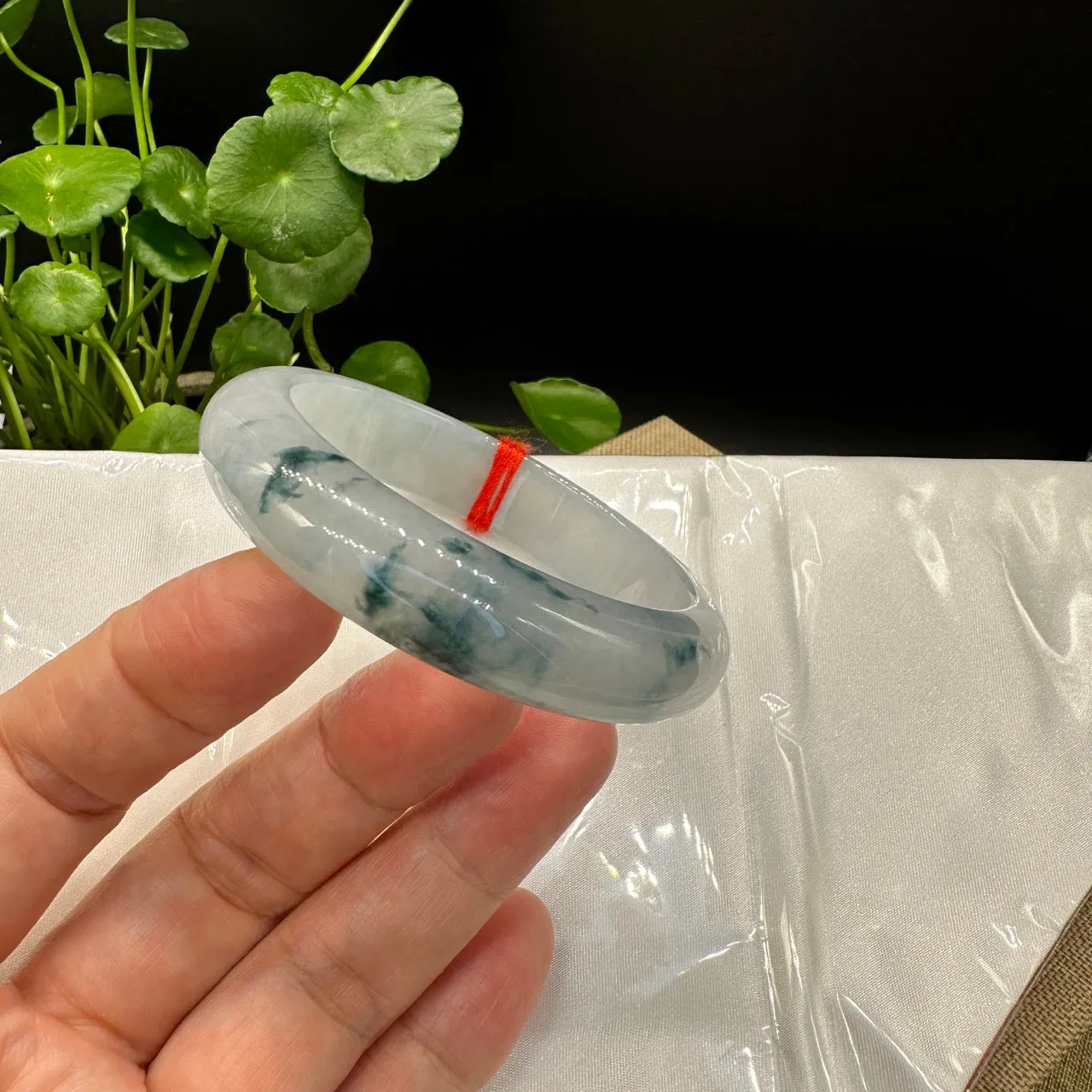 Genuine Burmese High-end Jade Jadeite Oval Bangle Bracelet ( 56.7mm )( Collectibles )