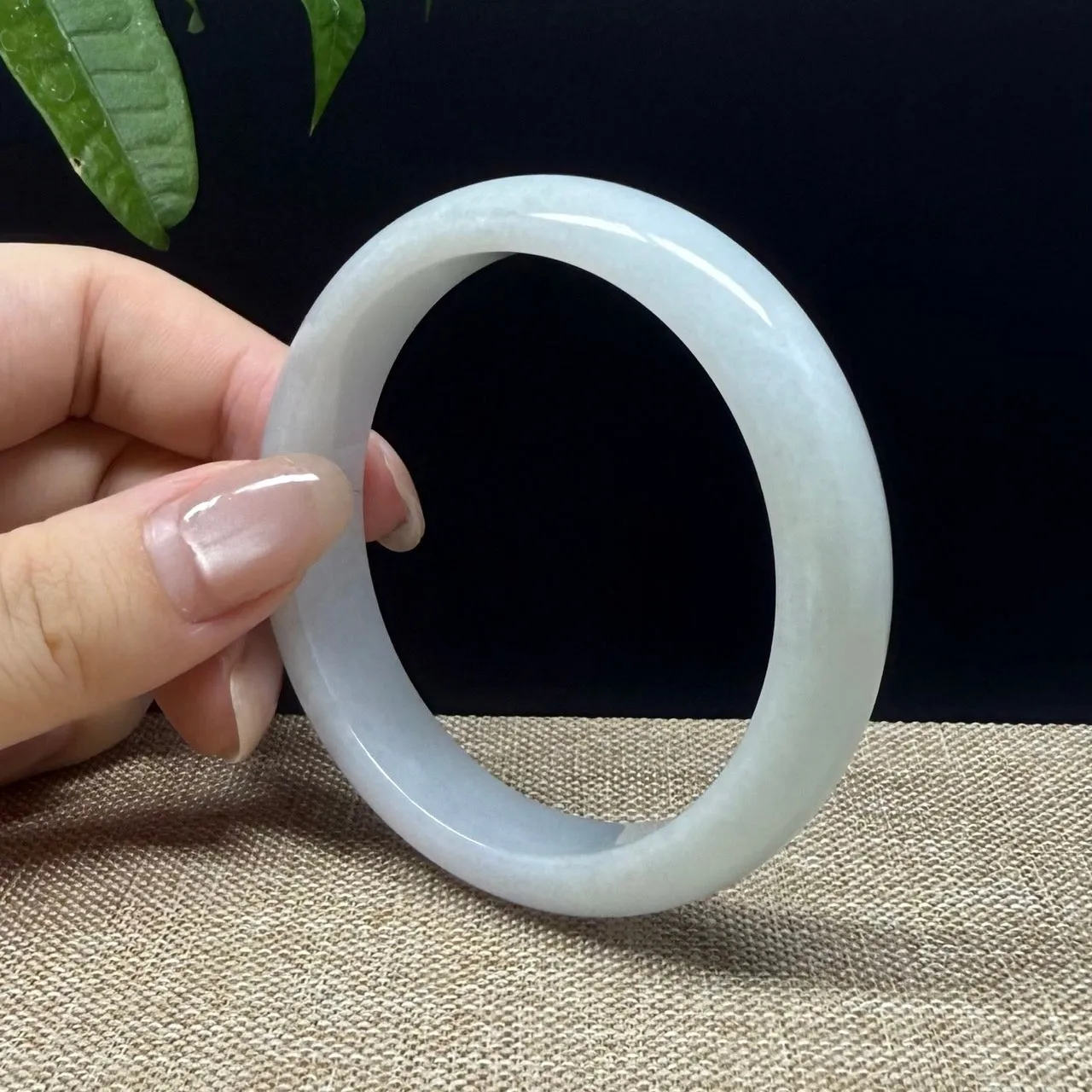 Genuine Burmese Lavender Green Jade Jadeite Bangle Bracelet ( 54.4mm )