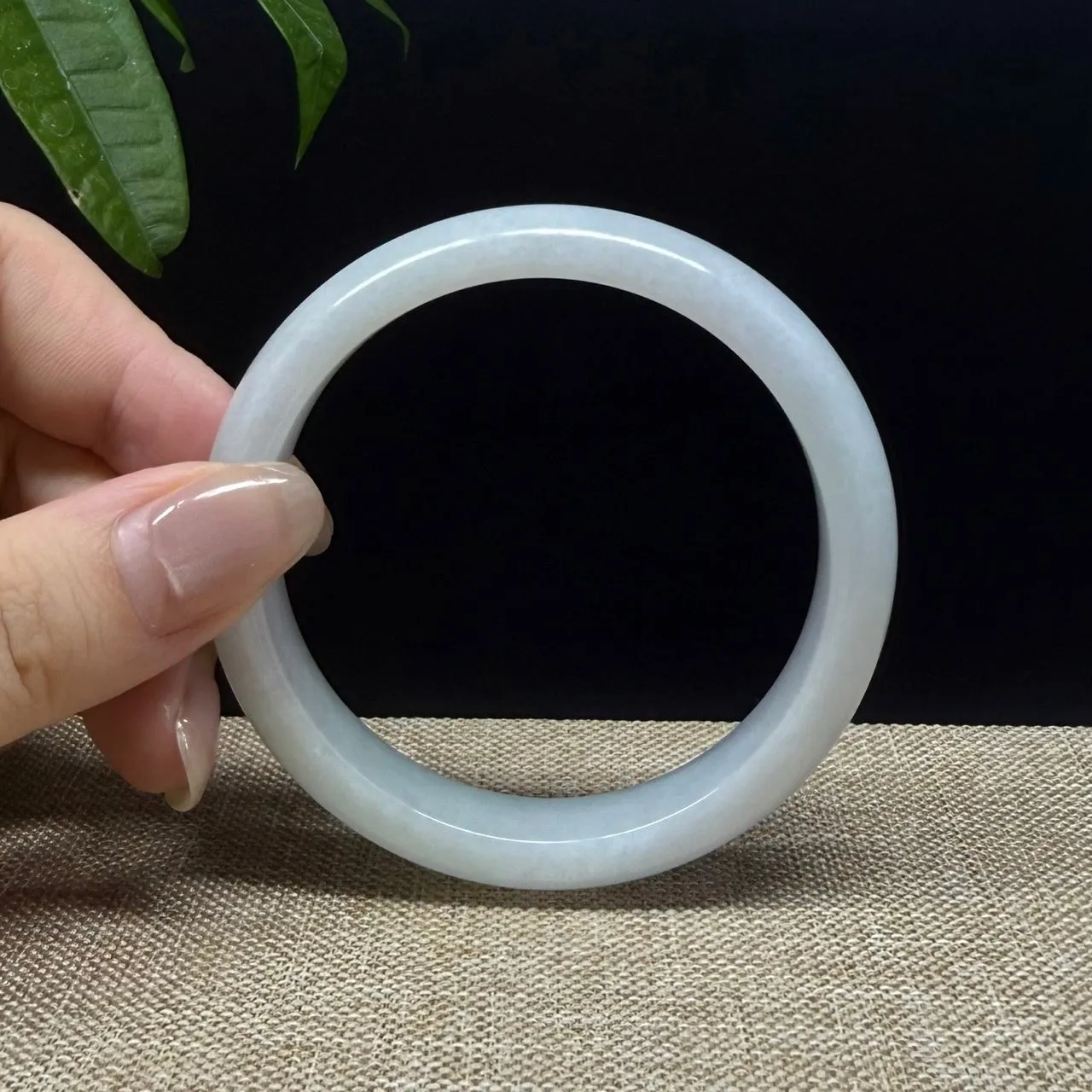 Genuine Burmese Lavender Green Jade Jadeite Bangle Bracelet ( 54.4mm )