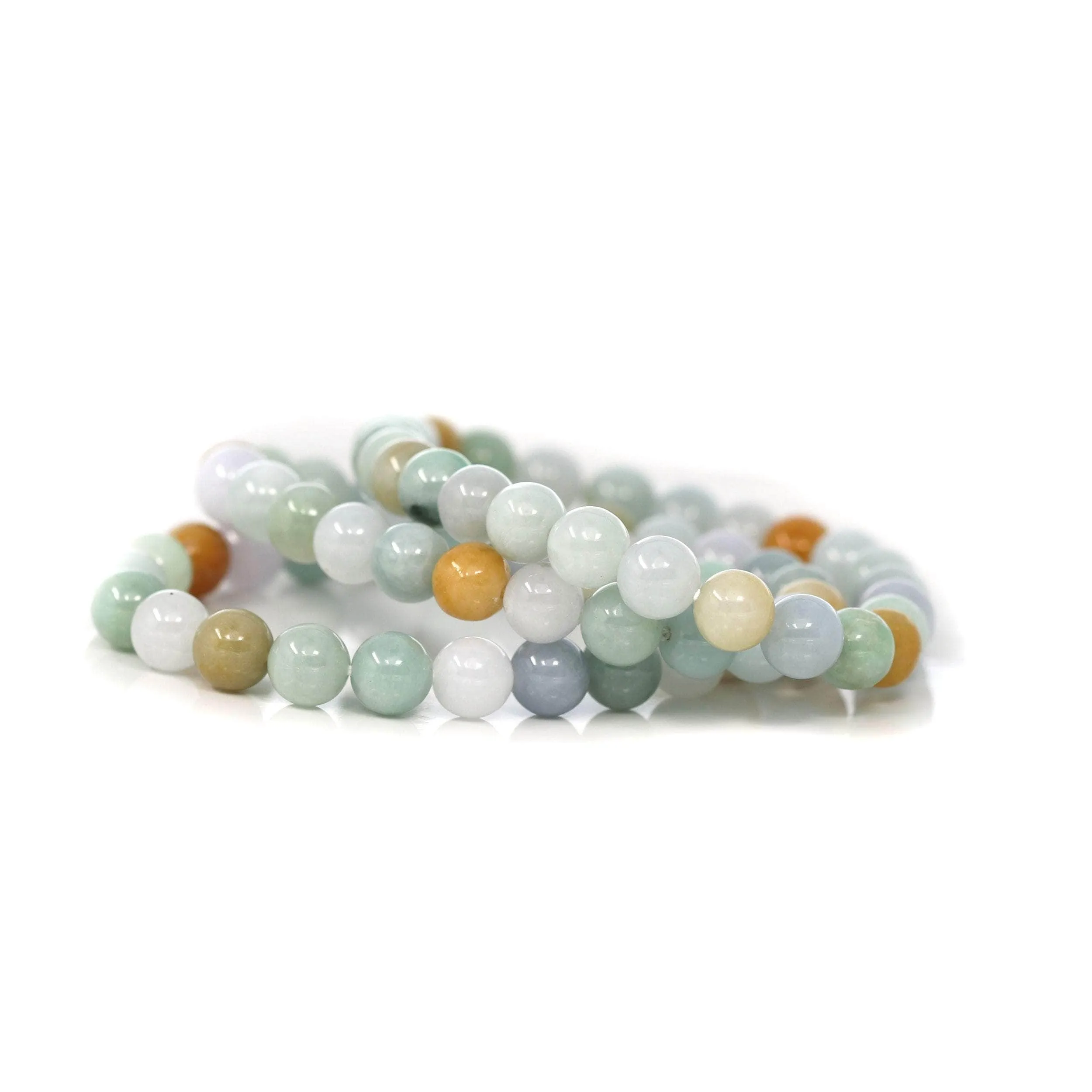Genuine Jadeite Jade Round Multiple Colors Beads Bracelet ( 7.8 mm )