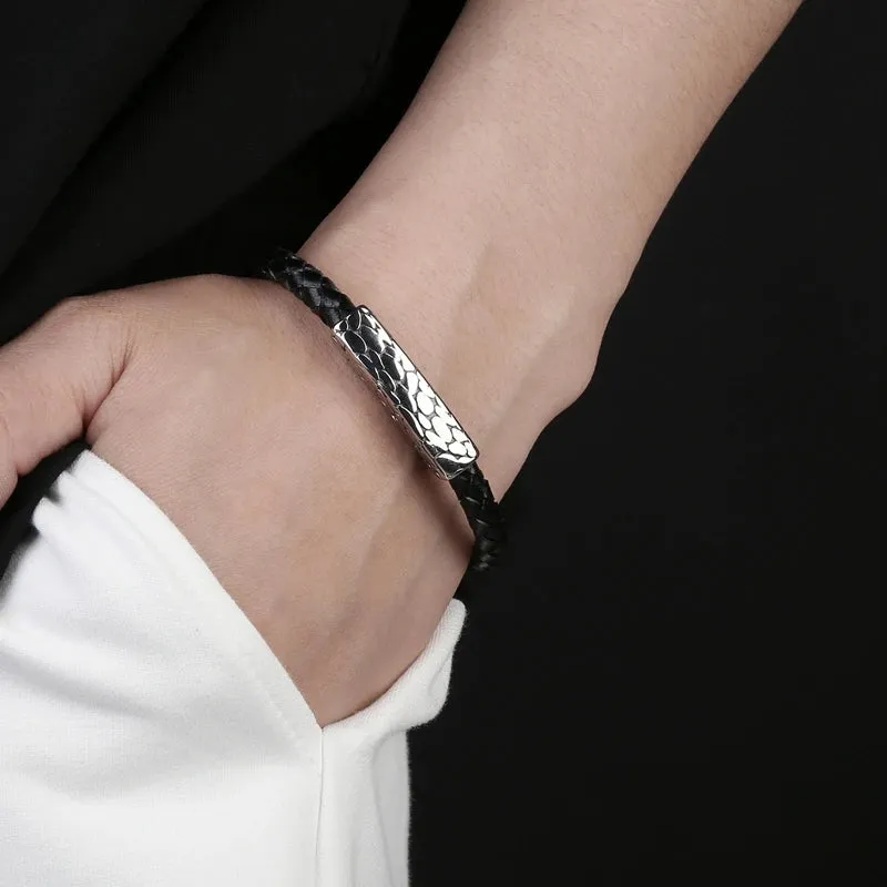 Genuine leather braided bracelet