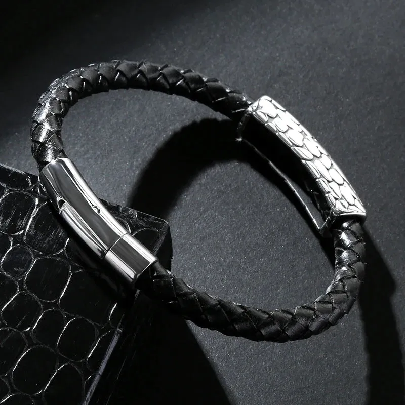 Genuine leather braided bracelet
