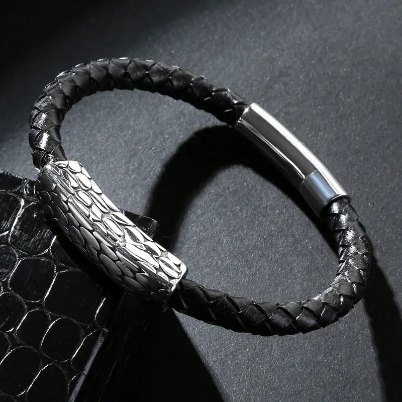 Genuine leather braided bracelet