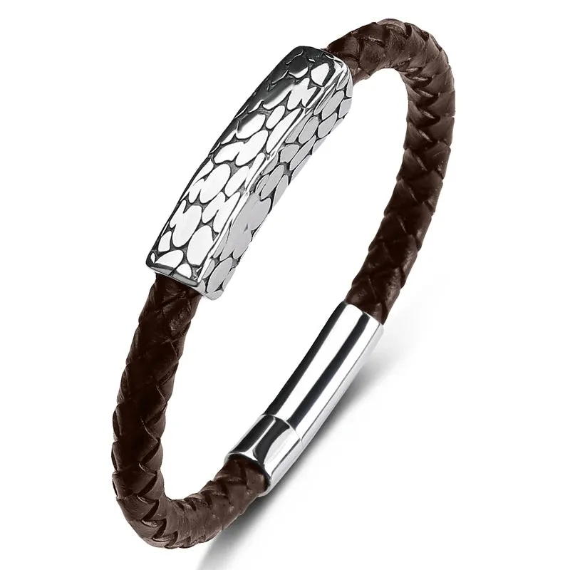 Genuine leather braided bracelet