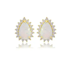 Georgini Opal Glow Rozelle White Opal Earrings - Gold