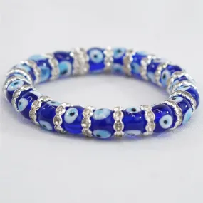 Glass Evil Eye Beaded CZ Stretchy Bracelet: Stylish Protect