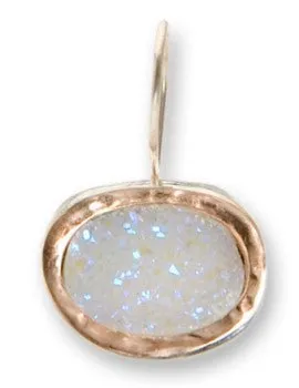 Gold & silver earrings set with an opal druzy quartz