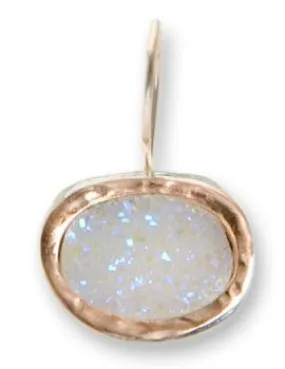 Gold & silver earrings set with an opal druzy quartz