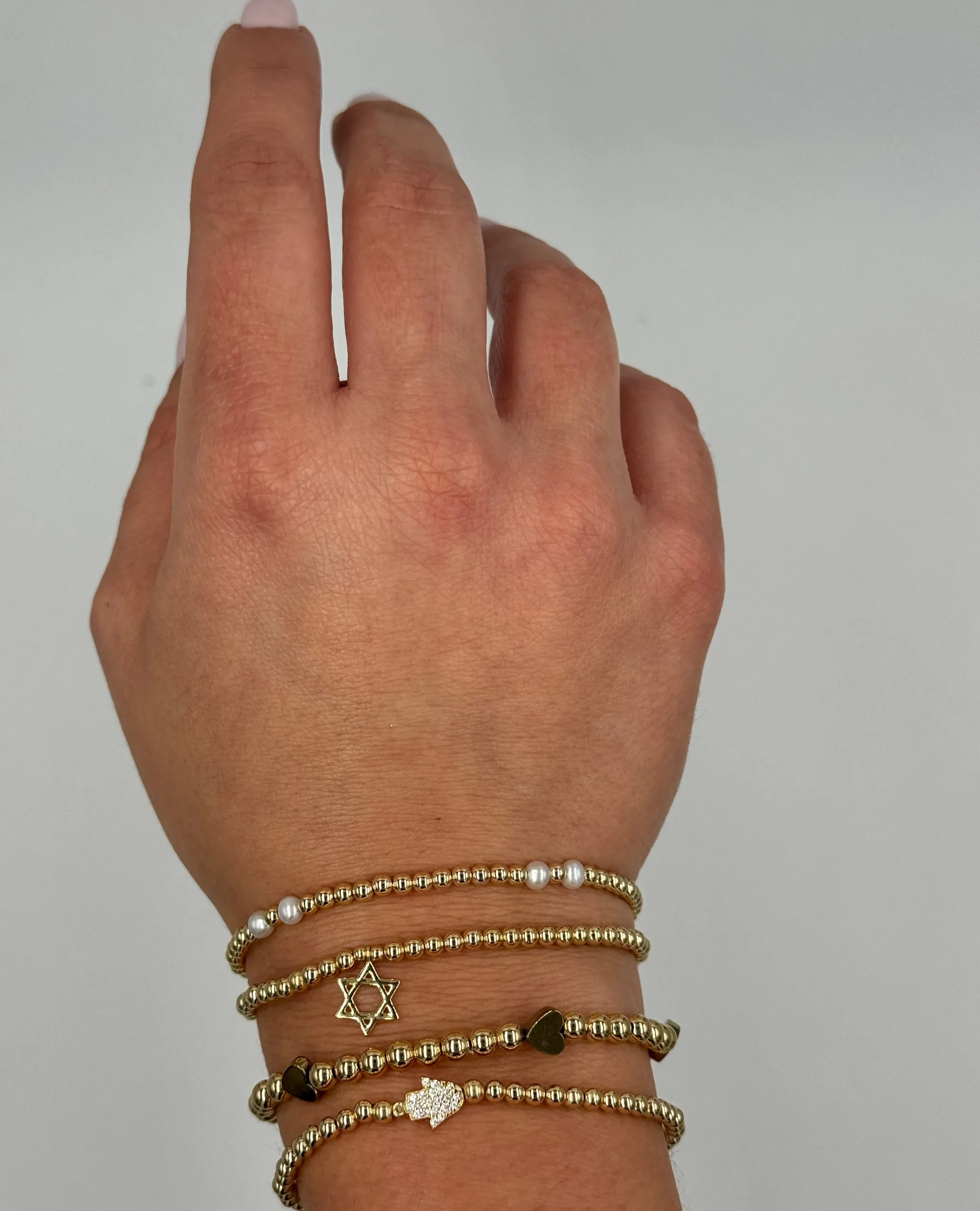 Gold Filled Stackable 3mm Ball Hand of God Bracelet