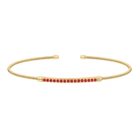 Gold Finish Sterling Silver Cable Cuff Bracelet with Simulated Garnet Birth Gems - January