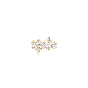 Gold Sparkle Cluster Climber Barbell Single Earring