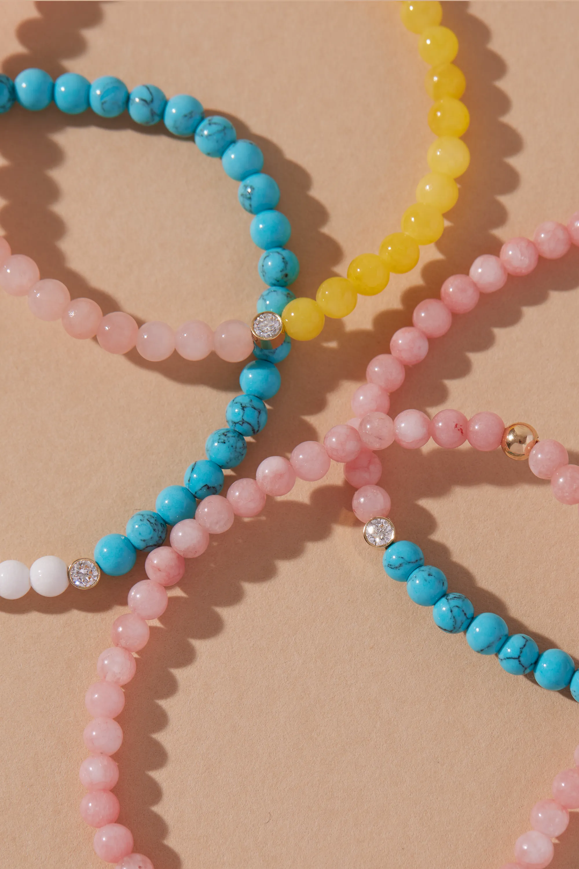 GOOD VIBES DIAMOND BEADED BRACELET