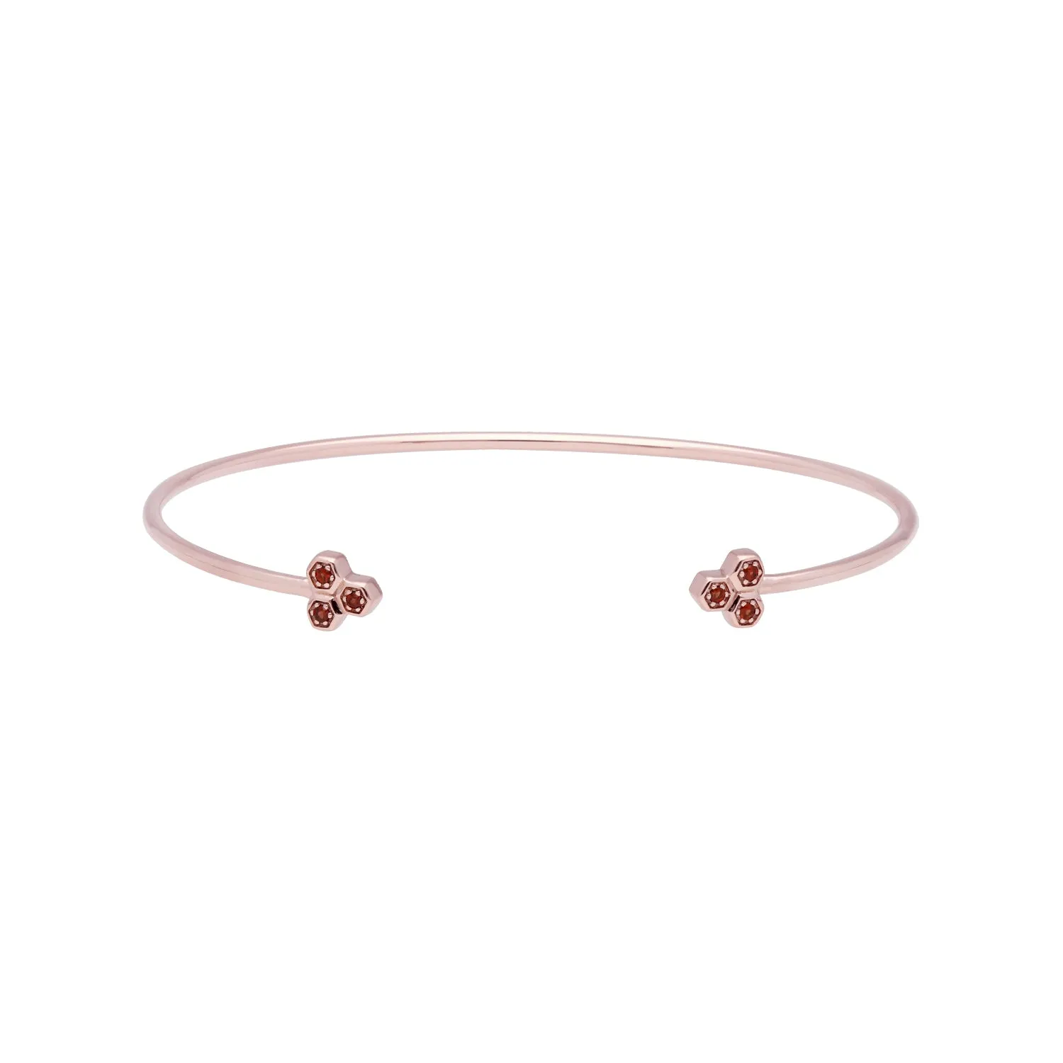 Granat Trilogie Geometrischer Armreif in 9ct Rose Gold