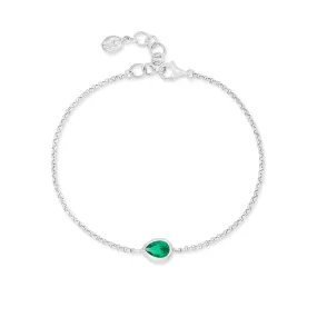 Green Garnet Pear Chain Bracelet