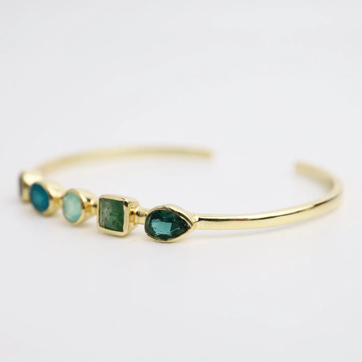 Green Tourmaline, Aventurine, Labradorite Cuff Bracelet