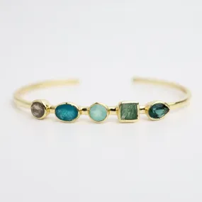 Green Tourmaline, Aventurine, Labradorite Cuff Bracelet