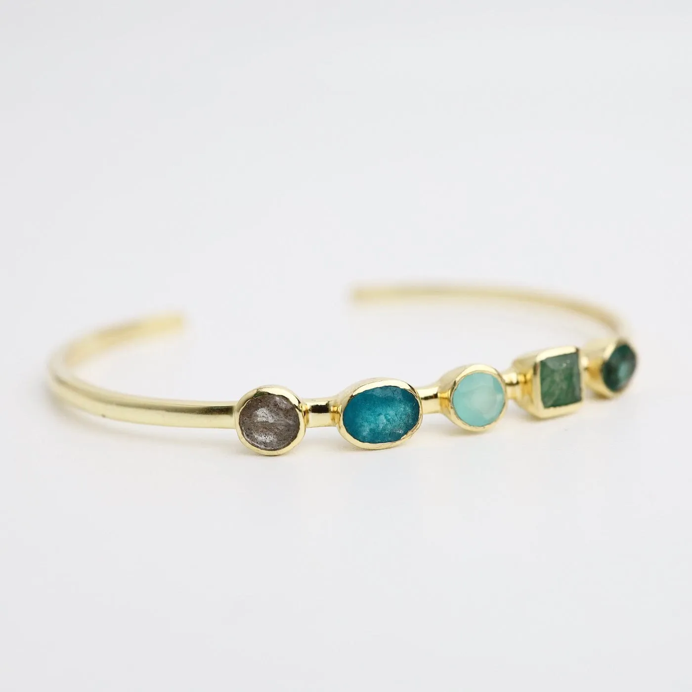Green Tourmaline, Aventurine, Labradorite Cuff Bracelet