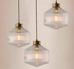 Gustaof Drum Shaped Patterned Glass Pendant Light