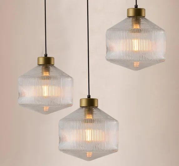 Gustaof Drum Shaped Patterned Glass Pendant Light