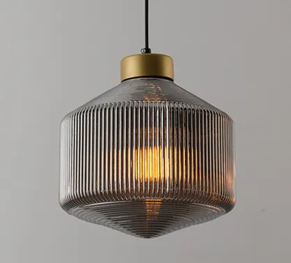 Gustaof Drum Shaped Patterned Glass Pendant Light