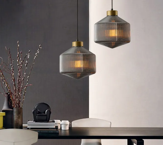 Gustaof Drum Shaped Patterned Glass Pendant Light