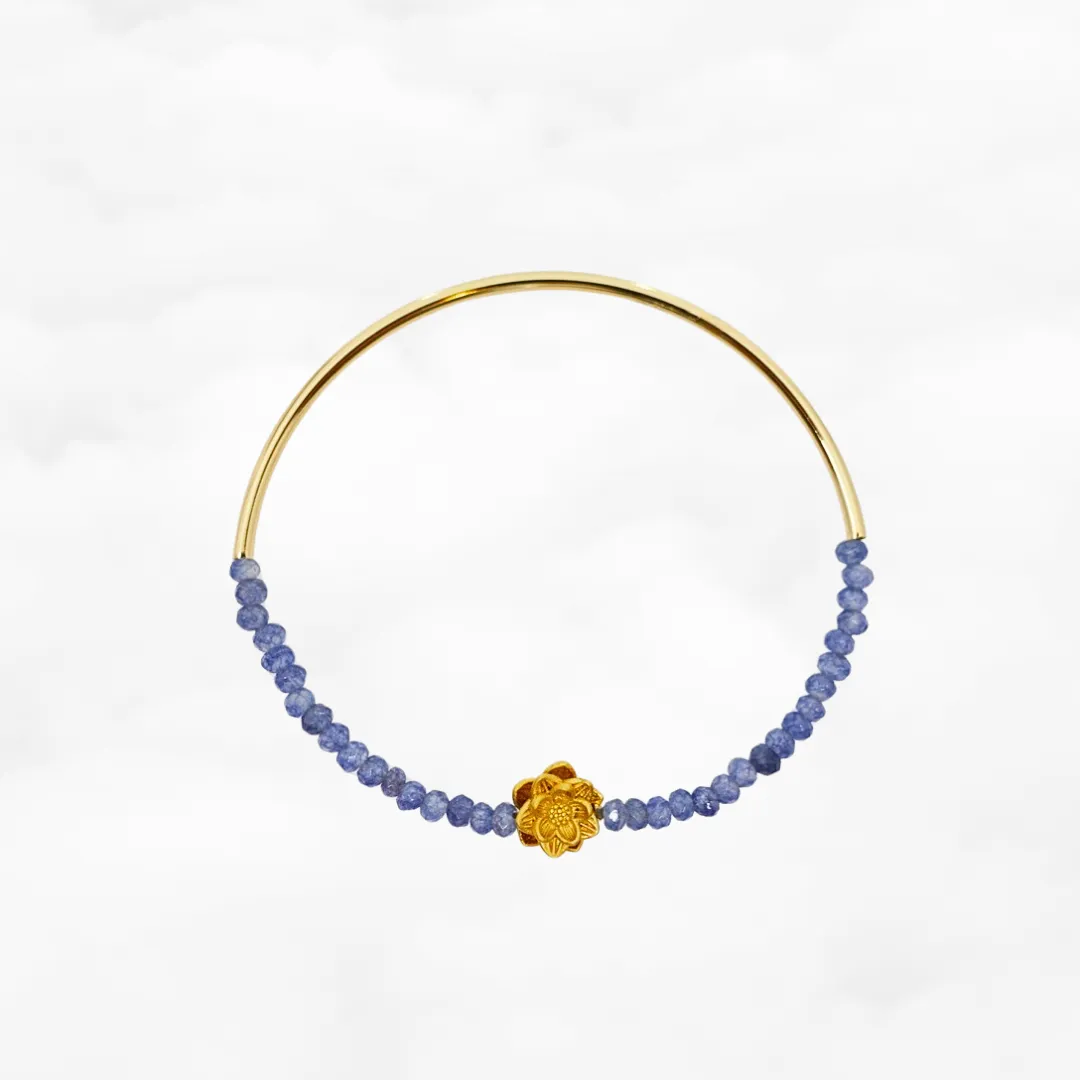 Half Bangle Lotus Sapphire Bracelet
