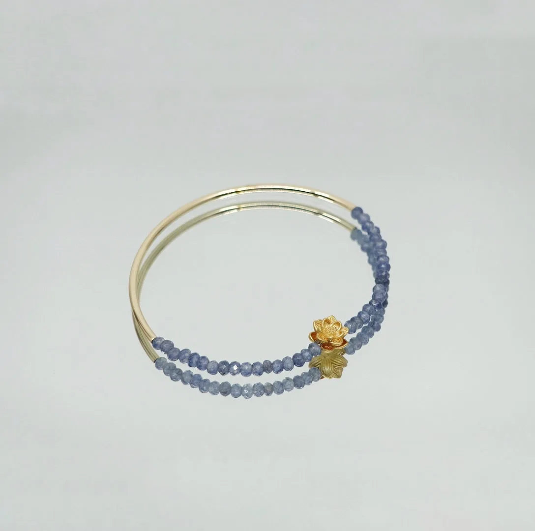 Half Bangle Lotus Sapphire Bracelet