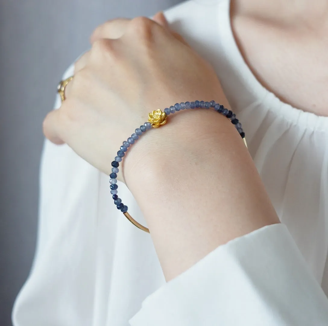 Half Bangle Lotus Sapphire Bracelet